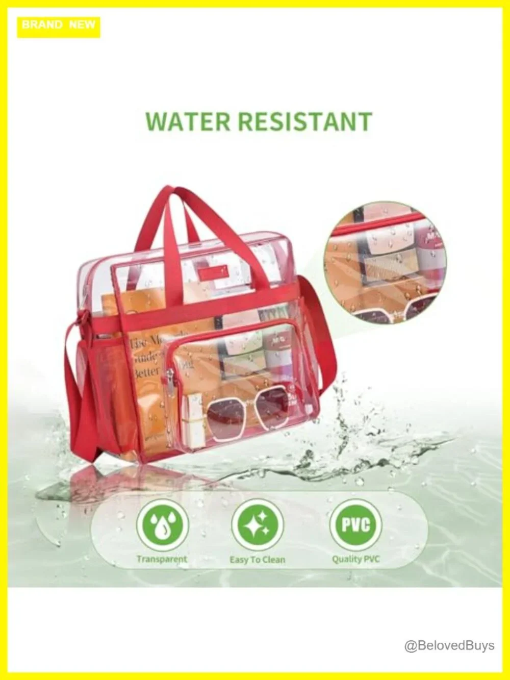 Clear Tote Bag Stadium Approved PVC Satchel Crossbody Work Sport